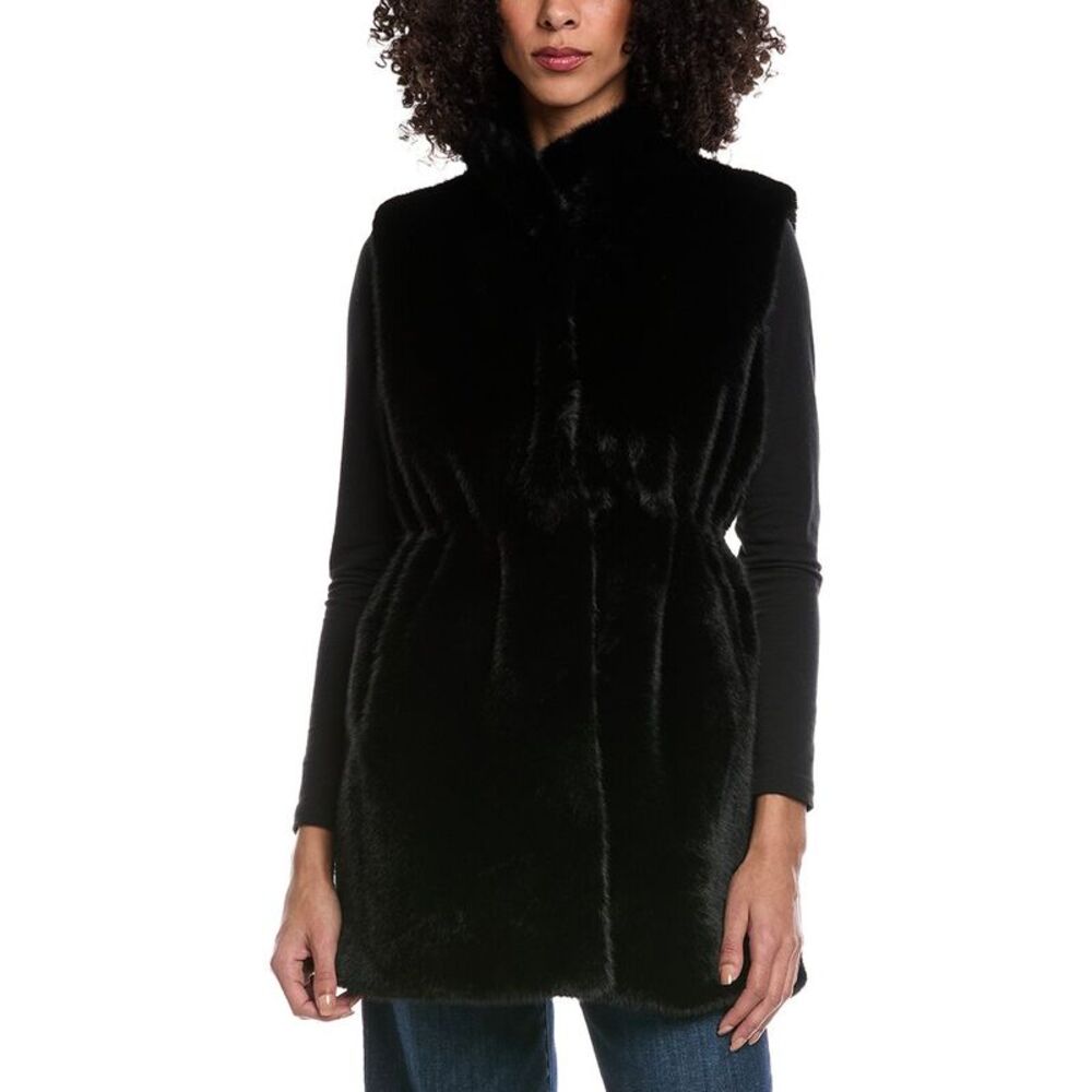 La Fiorentina Womens  Drawstring Cinched Vest, Black